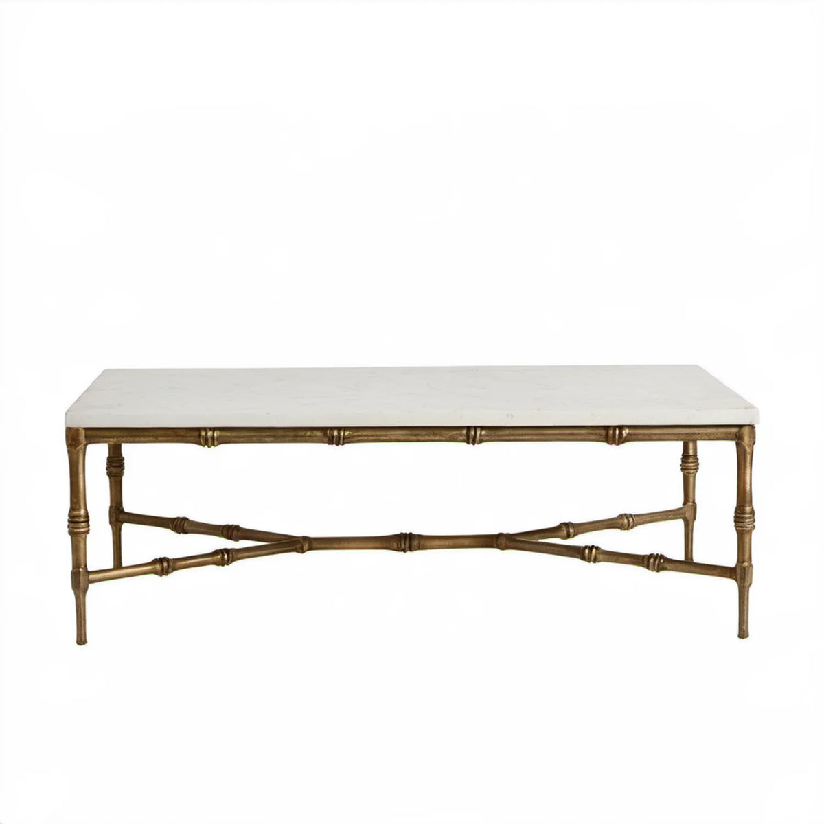 Prostokątny stolik kawowy biało-złoty z marmurowym blatem 120 x 60 x 45 cm
