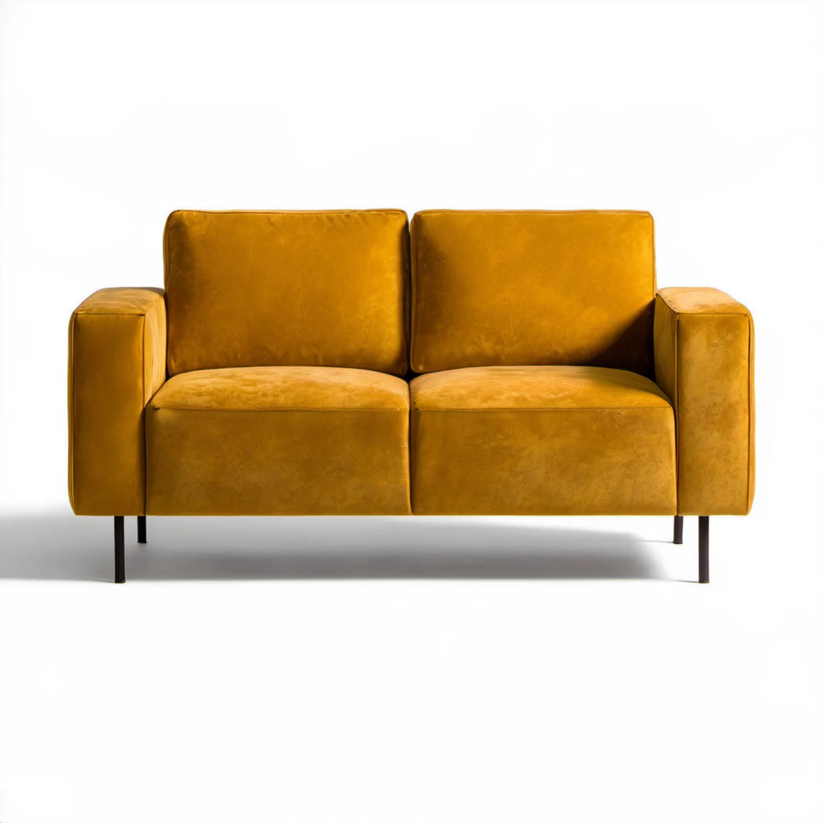 Dwuosobowa sofa musztardowa z aksamitu poliestrowego 160 x 85 x 85 cm