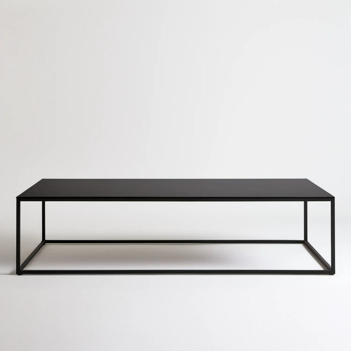 Czarny stolik kawowy prostokątny 120 x 60 x 40 cm z blatem MDF i stalową ramą