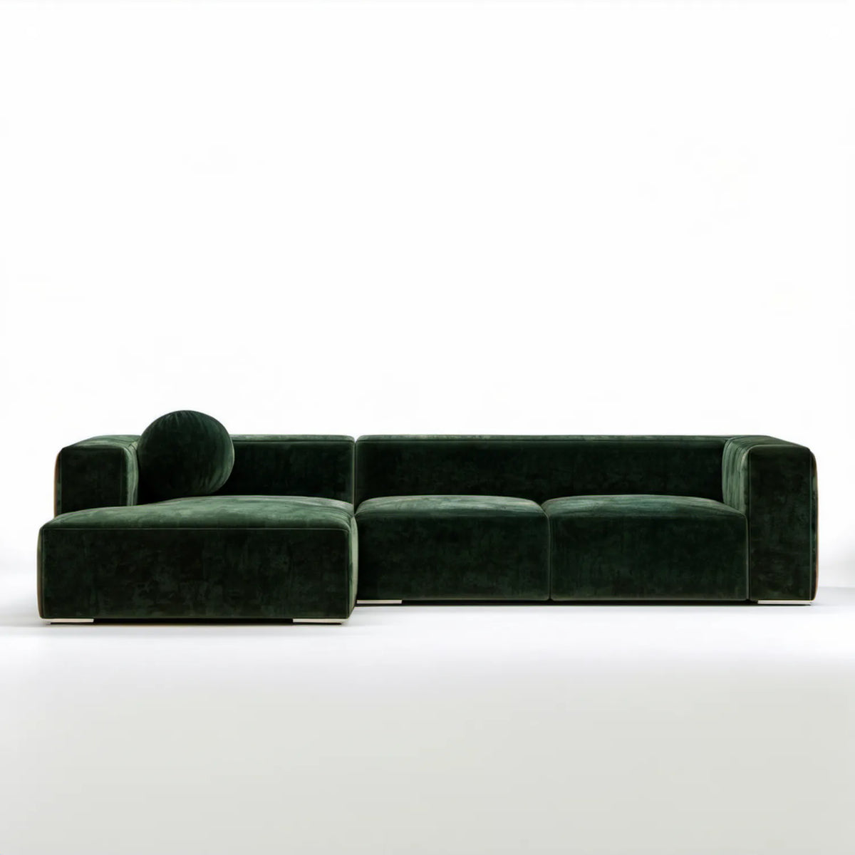Zielona lewostronna sofa modułowa z szezlongiem 320 × 160 × 75 cm