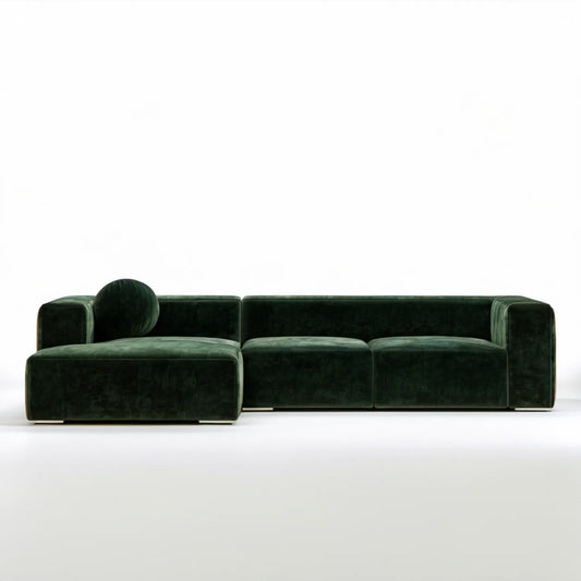 Zielona lewostronna sofa modułowa z szezlongiem 320 × 160 × 75 cm