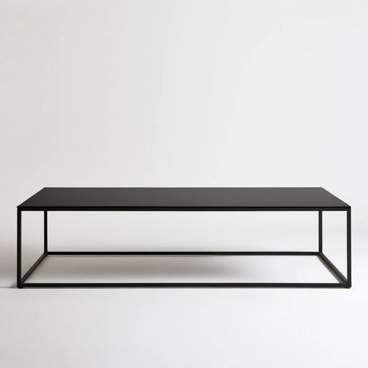 Czarny stolik kawowy prostokątny 120 x 60 x 40 cm z blatem MDF i stalową ramą