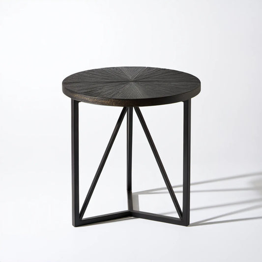 Okrągły stolik kawowy czarny Ø50 x 55 cm MDF i stal malowana proszkowo